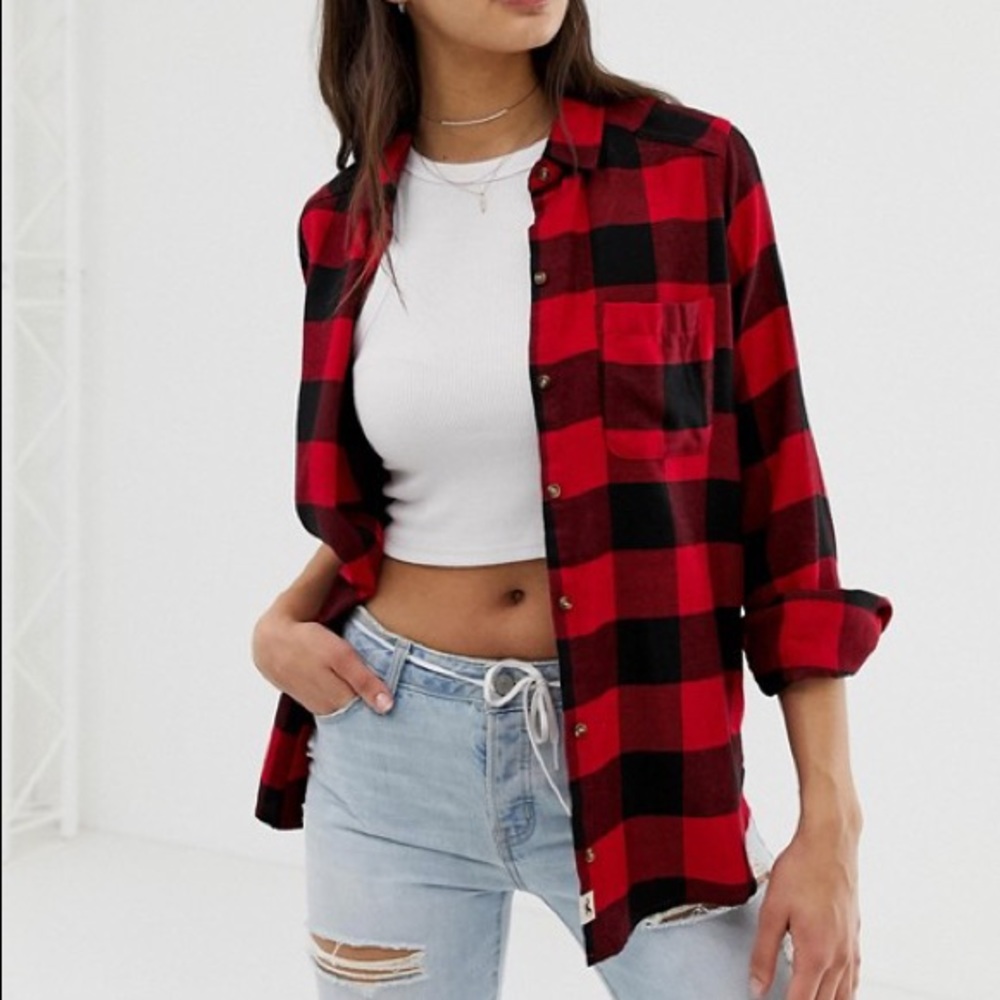 HOLLISTER Red Plaid Flannel